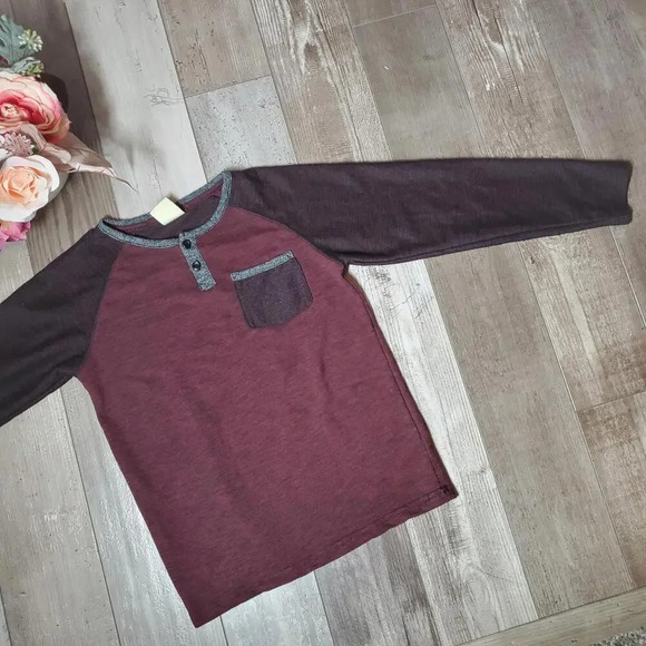 Rustic Blue Boys Long Sleeve Marled Baseball Raglan Henley Tee Size Small - Picture 15 of 15